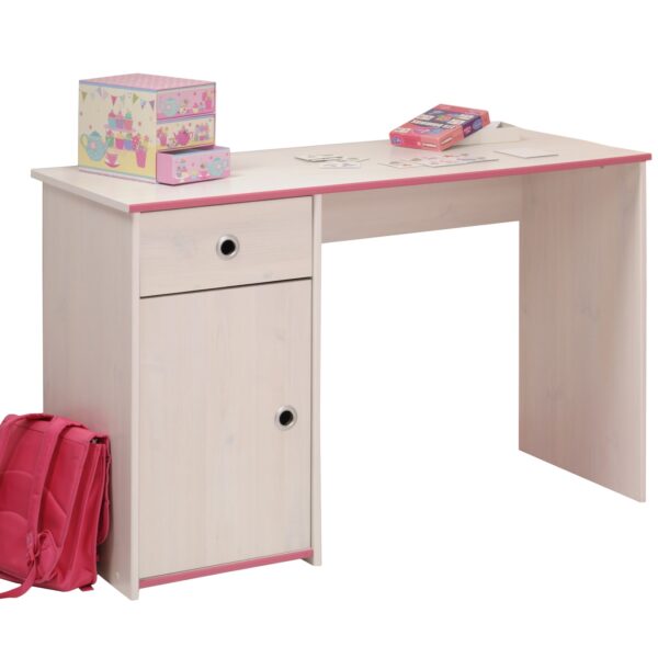 Schreibtisch Smoozy 31 Parisot 121 x 50 cm  weiß + drehbare Kanten in pink und blau