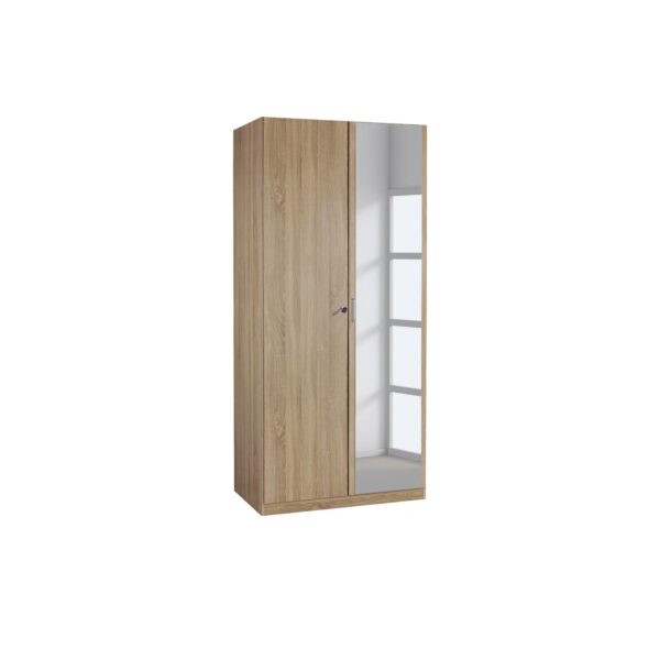 Kleiderschrank Caro 2-trg mit 1 Spiegelfront beige B 91 cm - H 197 cm - T 54 cm