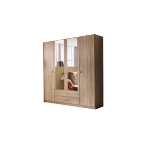 Kleiderschrank Caro 4-trg mit 2 Spiegelfront braun B 181 cm - H 197 cm - T 54 cm