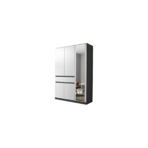 Drehtürenschrank Jonas 1 weiß grau-metallic 5 Türen B 136 cm