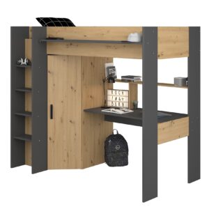 Hochbett Heavy 1 Parisot inkl Kleiderschrank + Schreibtisch + Lattenrostplatte 90*200 cm