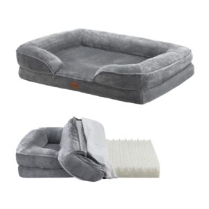 Juskys Hundebett Sheena L - 98 x 70 cm - orthopädisch & flauschig - Bezug abnehmbar & waschbar