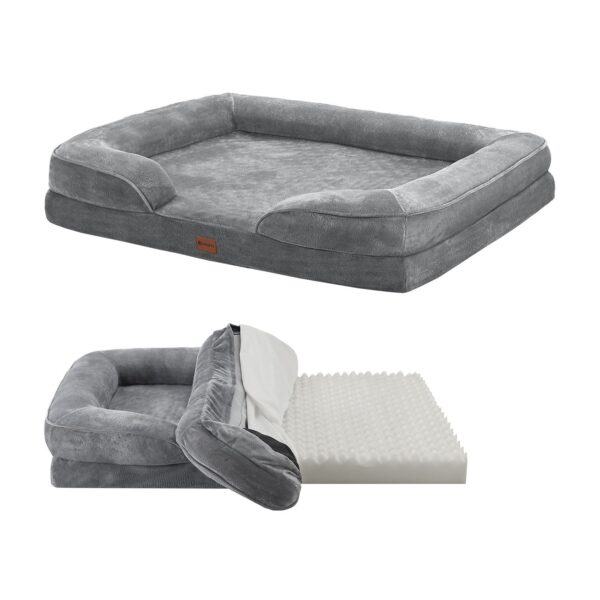 Juskys Hundebett Sheena XL - 105 x 82 cm - orthopädisch & flauschig - Bezug abnehmbar & waschbar