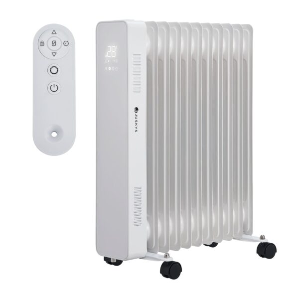 Juskys Elektroheizung Ölradiator 2500W Weiß - Wi-Fi Steuerung