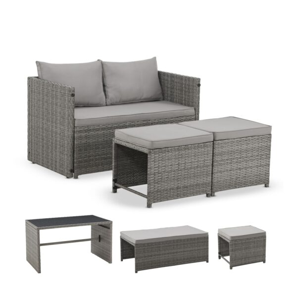 Juskys 2in1 Polyrattan Relax Gartenmöbel Set Jamaika - Lounge für Balkon & Outdoor