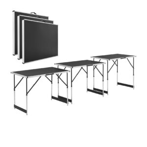 Juskys Multifunktionstisch 3 teilig klappbar - Alu Klapptisch 100x60 cm Campingtisch - Tisch Schwarz