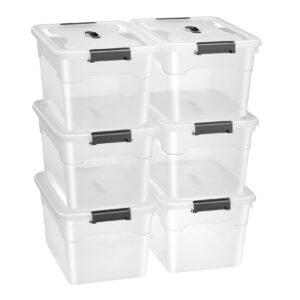 Juskys Aufbewahrungsbox mit Deckel - 6er Set Kunststoff Boxen 30l - Box stapelbar