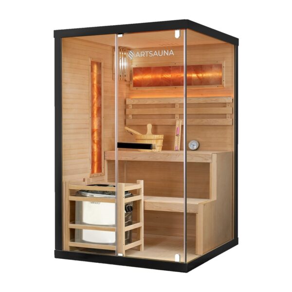 Artsauna Saunakabine Vantaa 120 mit Salzstein - Indoor Sauna für 2 Personen