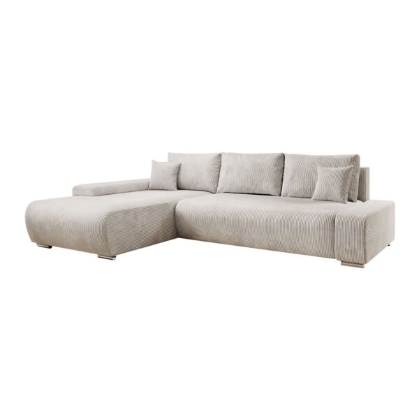 Juskys Sofa Iseo Links mit Schlaffunktion - Stoff Couch L Form für Wohnzimmer - Beige