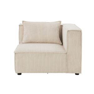 Juskys modulares Sofa Domas in Cord Beige - Ecksofa Rechts mit Armlehne & Kissen - kombinierbar