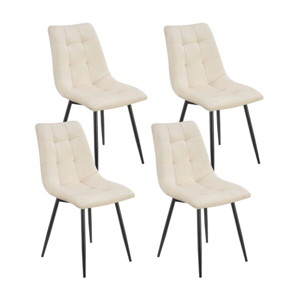 Juskys Esszimmerstühle Blanca 4er Set - Samt Stühle gepolstert - Stuhl Esszimmer & Küche Beige