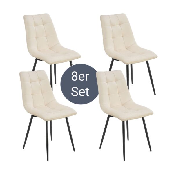 Juskys Esszimmerstühle Blanca 8er Set - Samt Stühle gepolstert - Stuhl Esszimmer & Küche Beige