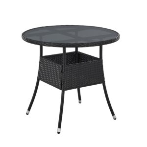 Juskys Polyrattan Gartentisch Yoro rund - wetterfest Outdoor Beistelltisch Ø 80 cm - Schwarz