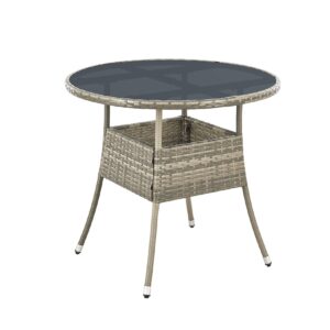 Juskys Polyrattan Gartentisch Yoro rund - wetterfest Outdoor Beistelltisch Ø 80 cm - Grau