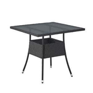 Juskys Polyrattan Gartentisch Yoro eckig - wetterfest Outdoor Beistelltisch 80x80 cm - Schwarz