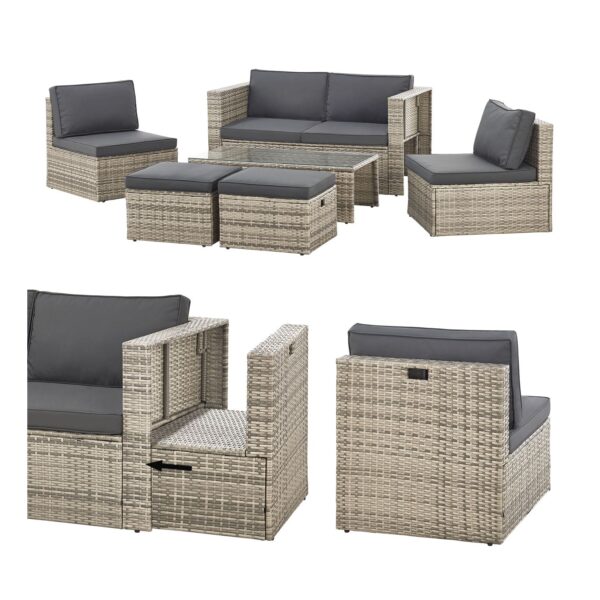 Juskys Polyrattan Gartenmöbel Set Salou - Outdoor Lounge für 6 Personen