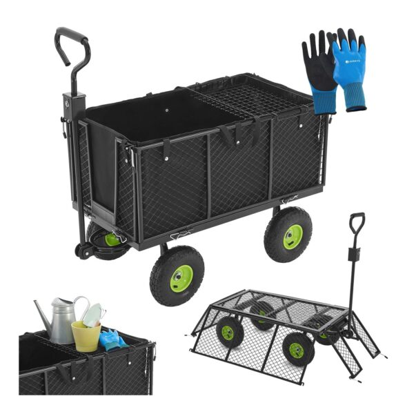 Juskys Metall Gartenwagen 550 kg belastbar - Luftreifen