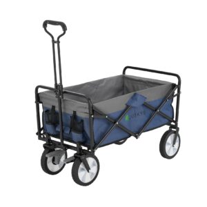 Juskys Bollerwagen 100 kg Tragkraft - Transportwagen faltbar - Einkaufen & Camping - Blau / Grau