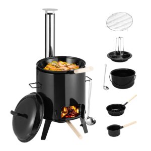 Juskys Gulaschkanone 17 Liter mit Kessel & Pfanne - Outdoor Holz Ofen zum Kochen