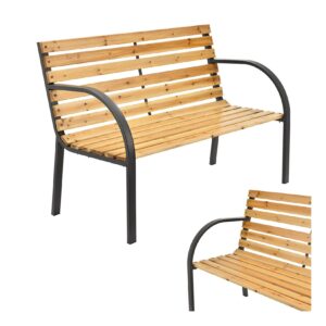 Juskys Gartenbank Modena – 2-Sitzer Sitzbank mit Armlehnen & Rückenlehne – 120x62x82 cm