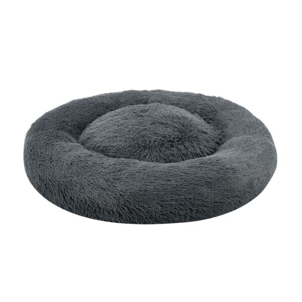 Juskys Haustierbett Monty L 70 cm rund – Hundebett Donut-Form flauschig & waschbar Dunkelgrau