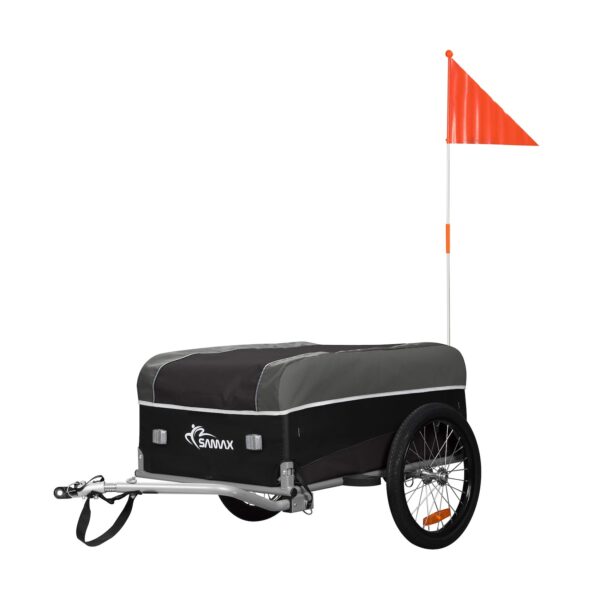 SAMAX Lastenanhänger / Fahrradanhänger für 40 Kg / 120 Liter in Schwarz / Grau - Sport Edition