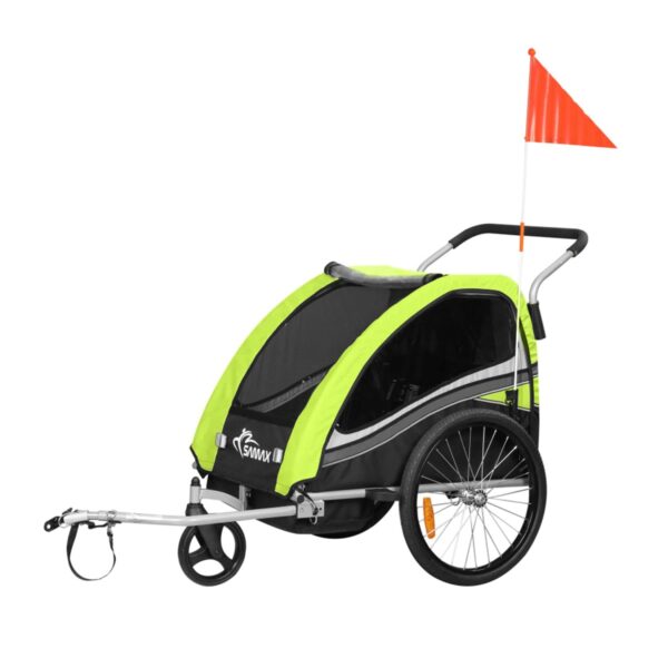 SAMAX 360° drehbarer Fahrradanhänger 2in1 Jogger - in Grün - Black Edition