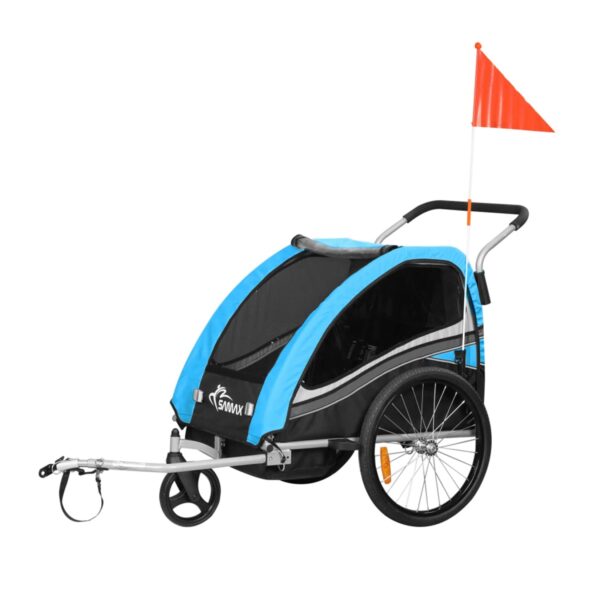 SAMAX 360° drehbarer Fahrradanhänger 2in1 Jogger - in Blau - Black Edition