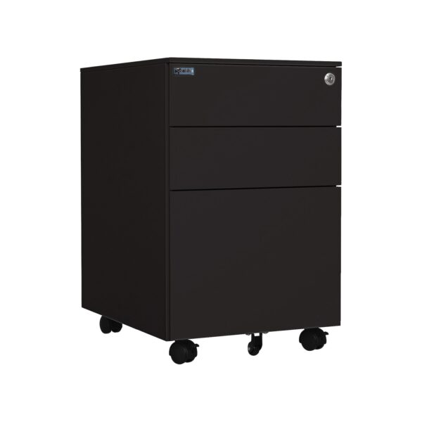 Makika Rollcontainer abschließbar mit Schubladen und Rollen 60x39x50cm in Schwarz