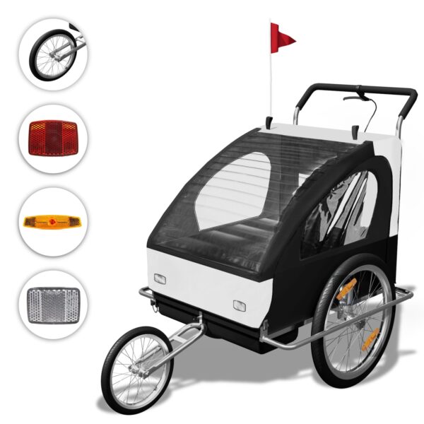 SAMAX Fahrradanhänger 2in1 Jogger - in Weiß/Schwarz - Silver Frame