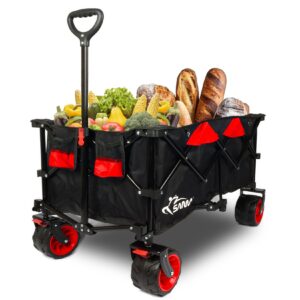 SAMAX Faltbarer Bollerwagen Offroad Travel - Schwarz/Rot - Black Edition