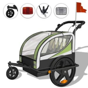 SAMAX 360° drehbarer Fahrradanhänger 2in1 Jogger - in Grün - Black Frame