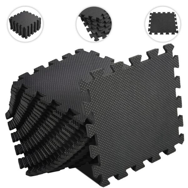 SAMAX EVA Schutzmatten Fitnessmatten Set 60x60 cm - 8 Stück in Schwarz