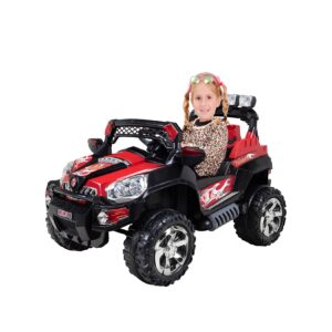 Kinder-Elektroauto Jeep 801 -  2 x 25 Watt Motor (Schwarz Rot)