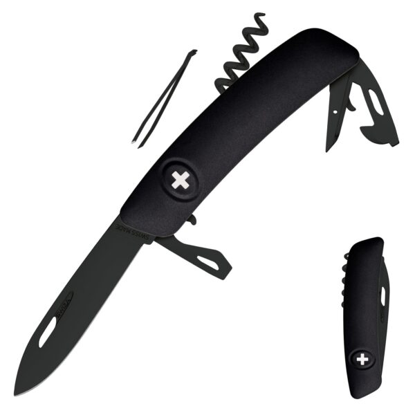 SWIZA Schweizer Messer D03 AllBlack - Taschenmesser Klappmesser 11 Funktionen