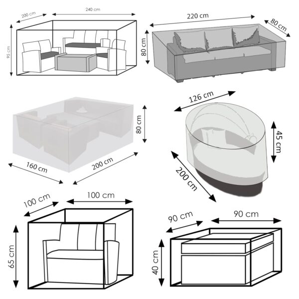 WEHNCKE Garten Lounge Set Sitzgruppe Garnitur Schutzhülle - Hülle Abdeckung 420D Variante: Für Lounge Elemente