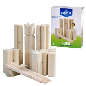 OUTDOOR Wikingerspiel Kubb XL Wurfspiel Rasen Kegelspiel Birke Holz Tasche 21tlg