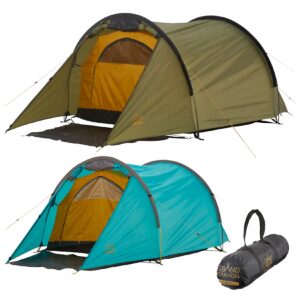 GRAND CANYON Tunelzelt Robson 2 Personen Zelt Familien Camping Leicht Vorraum Farbe: Blue Grass