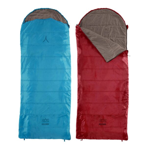 GRAND CANYON Mumien Schlafsack Kayenta Trekking Sommer Hütten Lang 700 g Leicht Farbe: Red Dahlia