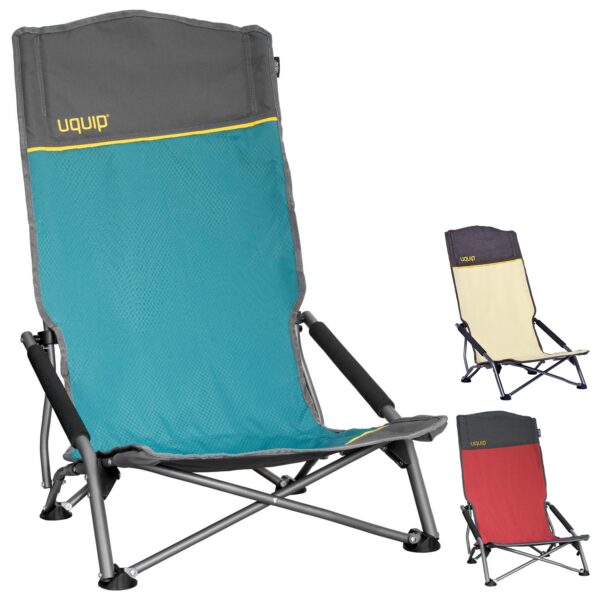 UQUIP Strandstuhl Sandy XL Campingstuhl Faltstuhl Klappstuhl Stahl Faltbar 120kg Farbe: red