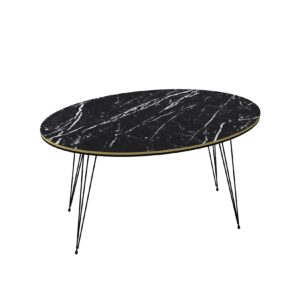 Couchtisch Marmor Optik Oval Schwarz 20576986