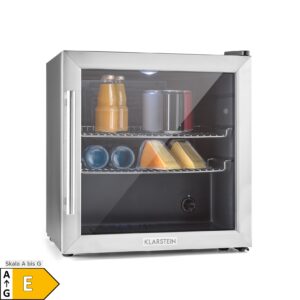 Beersafe L Kühlschrank 47 Liter 2 Böden Panoramaglastür Edelstahl Silber 50 Liter