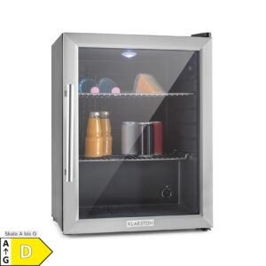 Beersafe XL Kühlschrank 60 Liter 2 Böden Panoramaglastür Edelstahl Silber 60 Liter