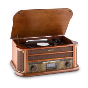 Belle Epoque 1908 Retro-Microanlage USB CD MP3 Vinyl Holzgehäuse Braun