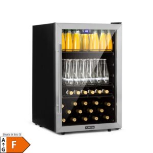 Beersafe 5XL Kühlschrank 148 Liter 3 Böden Panoramaglastür Edelstahl 148 Liter