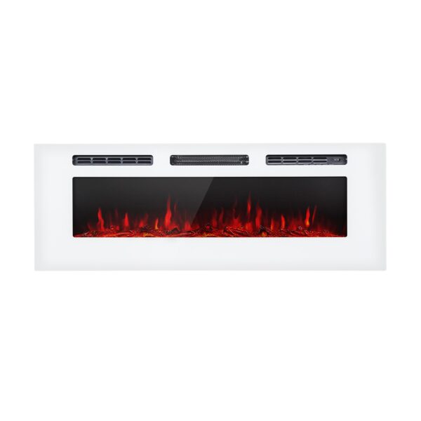 Galeras Elektrischer Wand- und Einbaukamin 1800 W LED 3 Farben Timer Weiß 127 x 47 x 13 cm