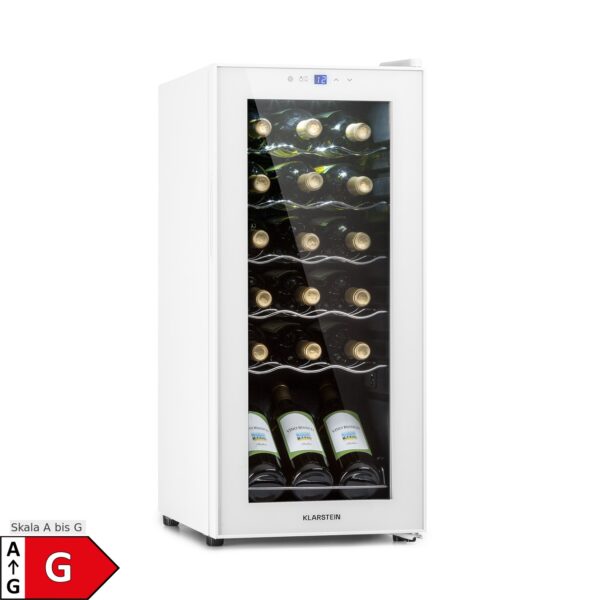 Shiraz 18 Slim Uno Weinkühlschrank 50l 18Fl Touch-Bedienfeld 5-18°C Weiß 50 Liter / 18 Flaschen