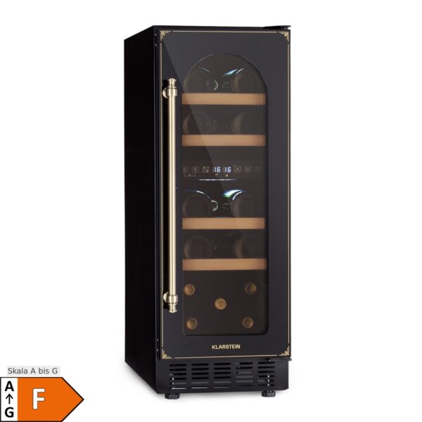 Vinovilla 17 Built-in Duo Vilhelmine Edition Weinkühlschrank 17 Fl. Schwarz /Antik-Gold-Metallic