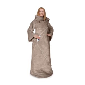 Slanket Heizdecke mit Ärmeln 120W 155x180cm Coral Fleece Dunkles Taupe 155 x 180 cm