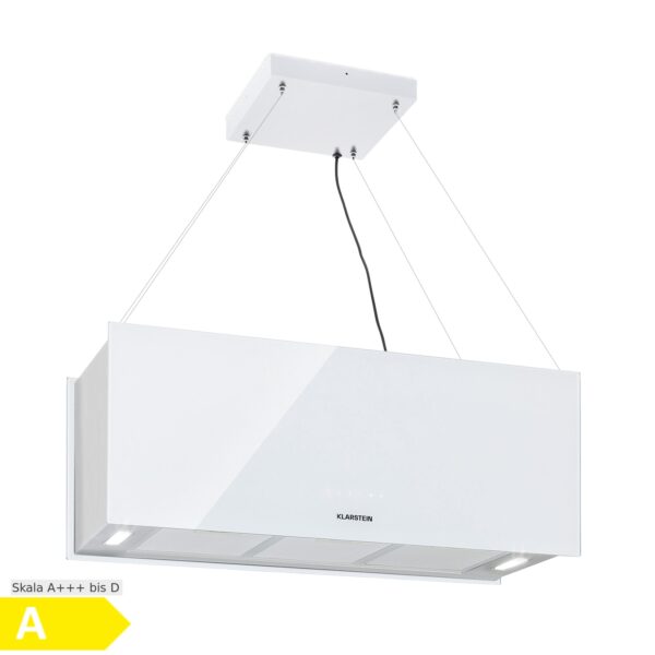 Kronleuchter XL Inselabzugshaube 90cm Umluft 590m³/h LED Touch weiß Weiß